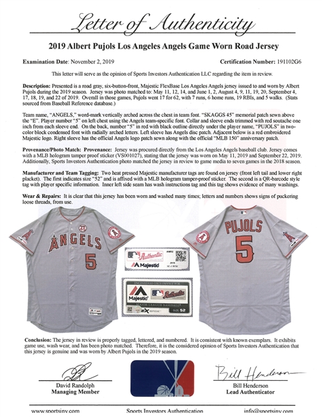 Albert Pujols Game-Used 2018 Spring Training Jersey from the Freeway Series