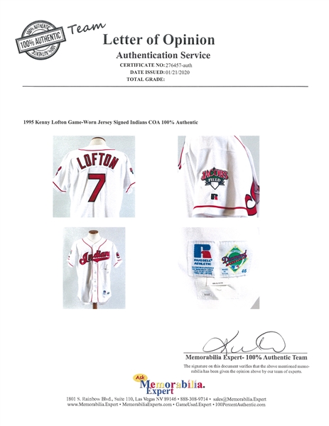 Majestic Cleveland Indians KENNY LOFTON 1995 World Series Baseball Jer –