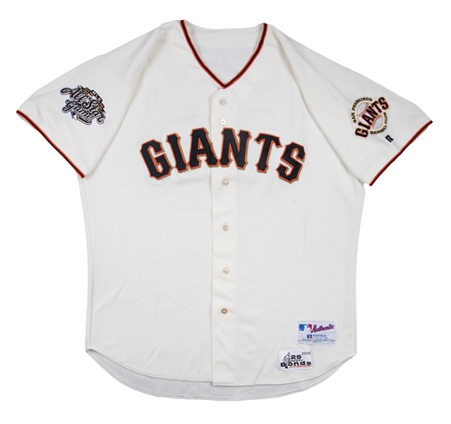 Majestic San Francisco Giants BARRY BONDS 2002 World Series Baseball JERSEY  Gray