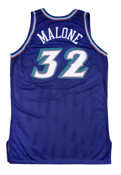 2001-02 Karl Malone Game Worn Utah Jazz Jersey with Team Note