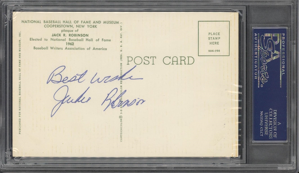 1956 Jackie Robinson Signed Artvue Hall of Fame Plaque Postcard,, Lot  #80366