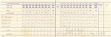 1953 Dwight Eisenhower Signed Golf Score Card - Playing With Gene Sarazen! (Beckett)