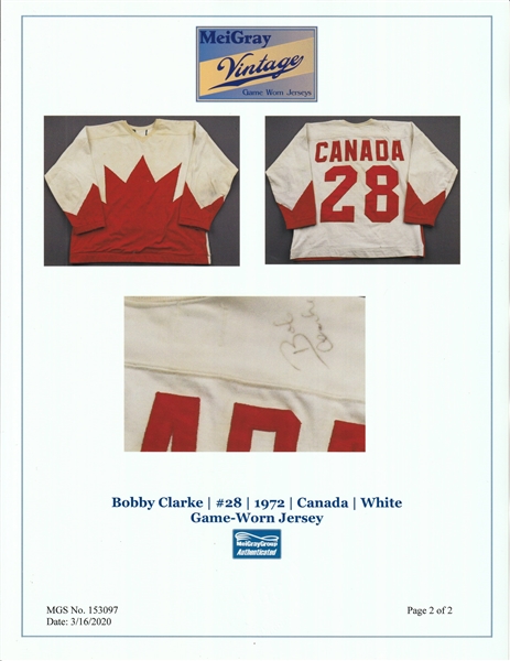 Bobby Clarke 1972 Team Canada Vintage Throwback Hockey Jersey