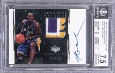 2003-04 UD "Exquisite Collection" Patches Autographs #KB Kobe Bryant Signed Game Used Patch Rookie Card (#027/100) – BGS NM+ 7.5/BGS 10