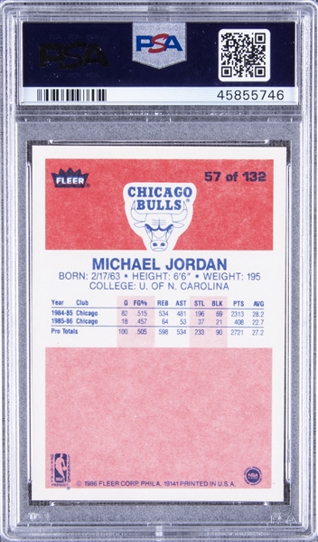  1986-87 Fleer #57 Michael Jordan ROOKIE RC PSA 8 Graded  Basketball Card NBA 86-87 1986 1987 Chicago Bulls : Collectibles & Fine Art