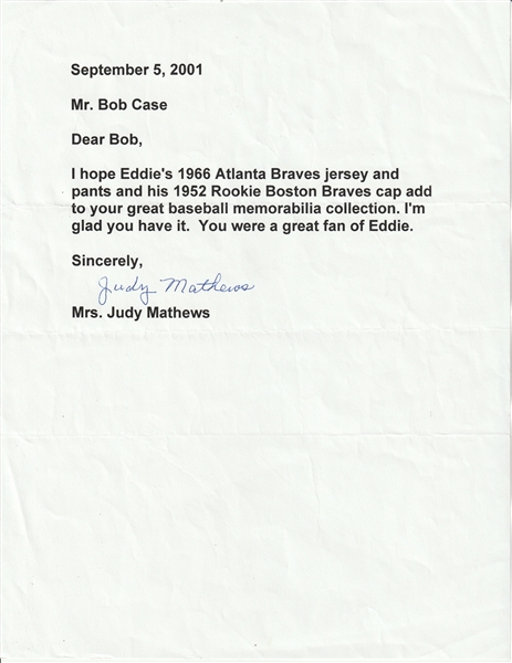 Eddie Mathews Signed Authentic Milwaukee Braves Uniform Jersey & Pants —  Showpieces Sports