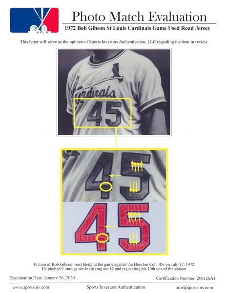 Bob Gibson Signed St. Louis Cardinals Home Jersey - PSA/DNA on
