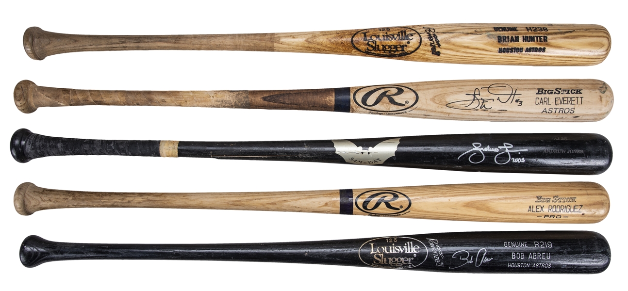 Lot Detail - Lot of (5) 1990 - 2000's Stars Game Used & Batting Practice Bat  Collection Including Alex Rodriguez, Carl Everett, Brian Hunter, Bobby  Abreu and Andruw Jones (PSA/DNA & JSA Auction LOA)