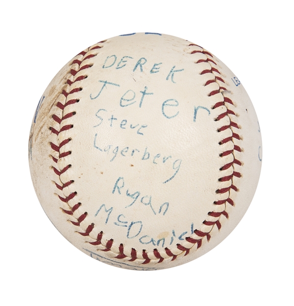 Lot Detail - Derek Jeter Little League Team Signed Baseball - One Of The  Earliest Known Derek Jeter Signatures! (JSA)