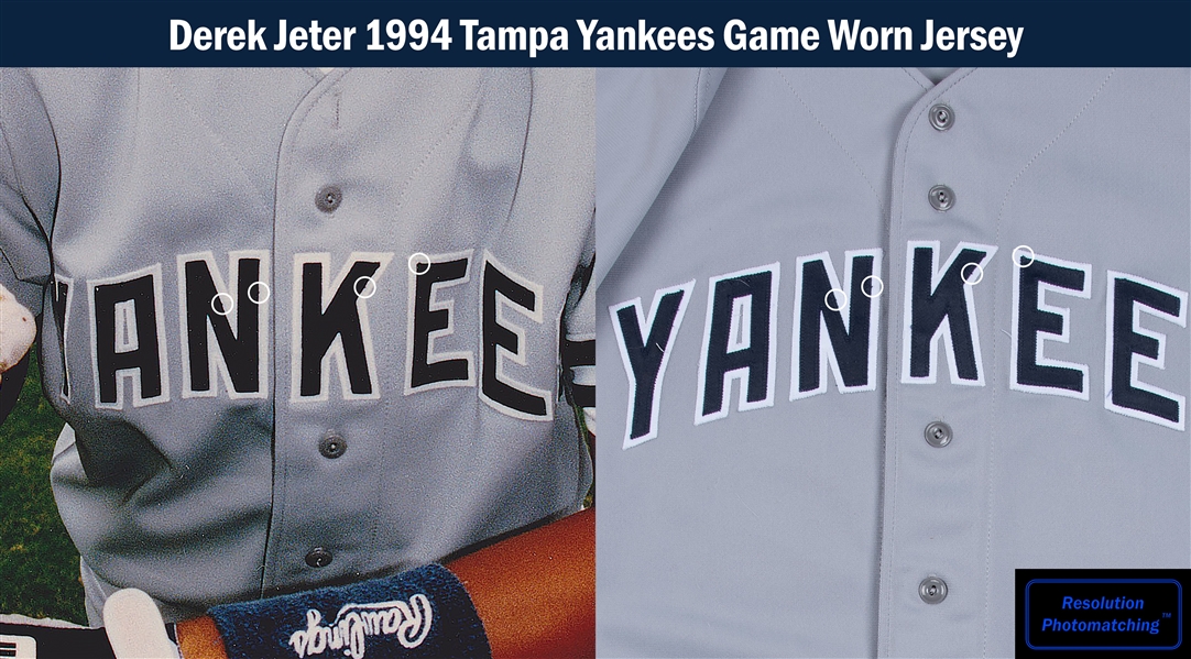 Lot Detail - 1994 Derek Jeter Game Used & Signed Tampa Yankees Photo  Matched Minor League Road Jersey (Jeter/Yankees LOA, Resolution  Photomatching & JSA)
