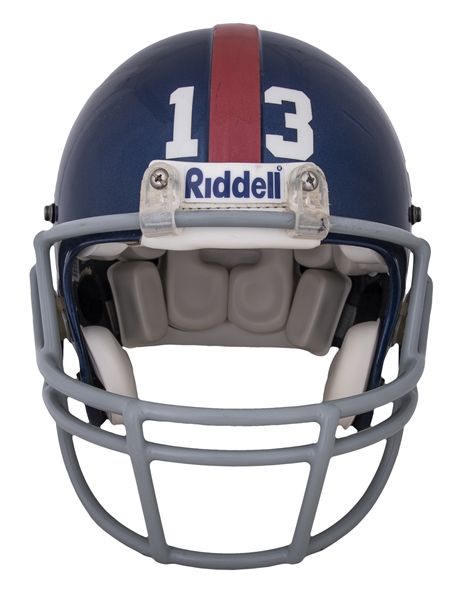 New York Giants - Navy helmet. White facemask. Scarlet stripe.