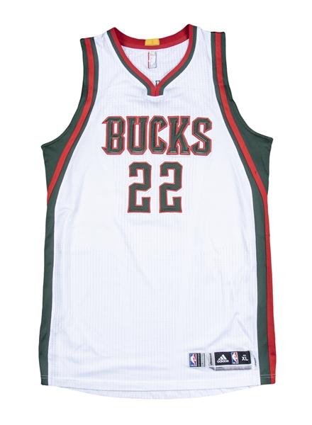 Lot Detail - 2014-15 Khris Middleton Game Used Milwaukee Bucks Home Jersey  Worn on April 30, 2015 vs Chicago Bulls - Game 6 Eastern Conference Quarter  Finals (NBA/MeiGray)
