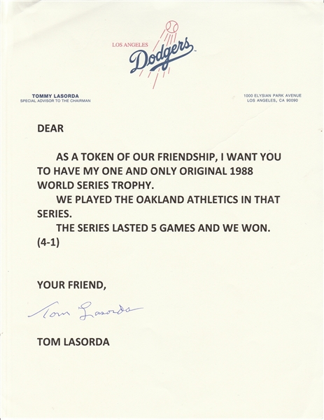 Lot Detail - 1988 Tommy Lasorda Game Used and Double Signed Los Angeles  Dodgers Road Jersey World Series Champs (PSA/DNA)