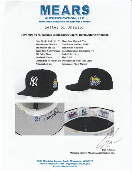 1999 NY Yankees Official World Series Derek Jeter Signed Jersey