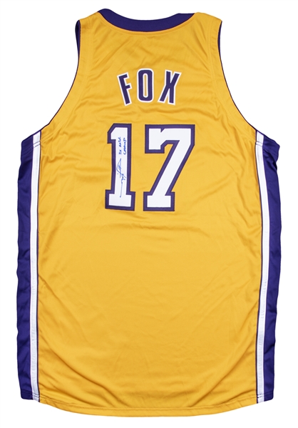 Rick Fox Signed Lakers Swingman Jersey w/3 peat Inscription (BAS) Sz M, NWT