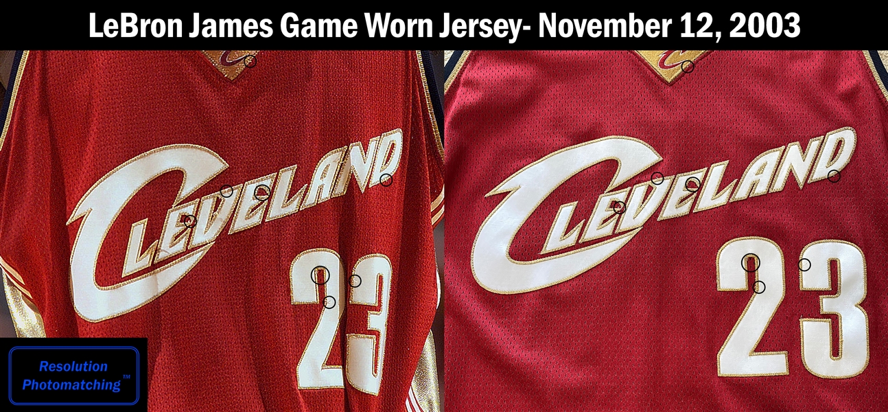 Lot Detail - 2003-04 Rookie LeBron James Photo Matched Game Used Cleveland  Cavaliers Road Jersey - Only Known Photo-Matched Rookie Season Jersey  Matched to 2 Games on 11/7 & 11/12/03 Career Game 5 & 8 (MeiGray)