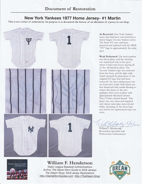 Late '80s Billy Martin Game-Used Yankees BP Jersey (w/Yankees Letter)