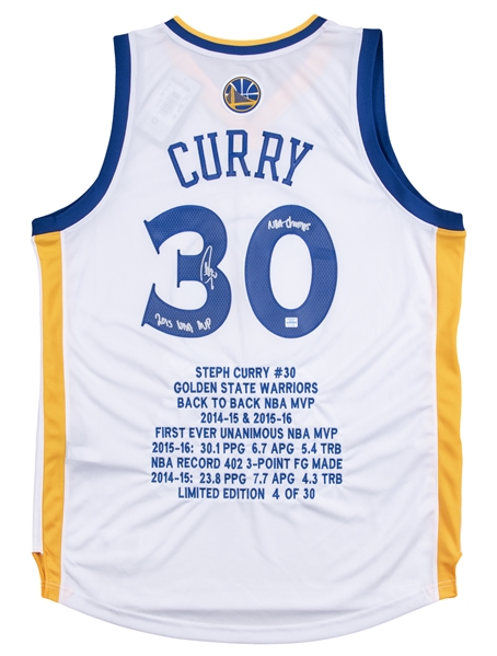 Stephen Curry Golden State Warriors Autographed Blue Nike Swingman Jersey  with B2B MVP 1516 Inscription