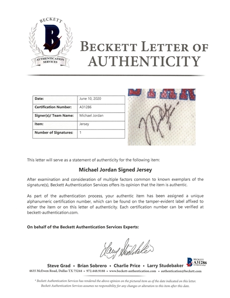 1988 Michael Jordan Signed Commemorative All Star Jersey 35/88 -, Lot  #81949