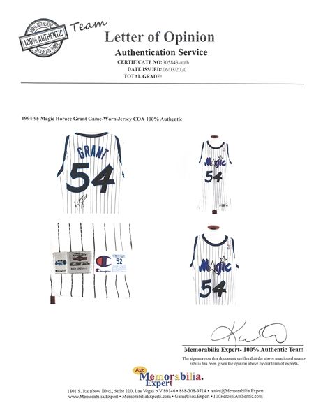 Lot Detail - 1994-95 Horace Grant Game Used & Signed Orlando Magic Home  Jersey (JSA)
