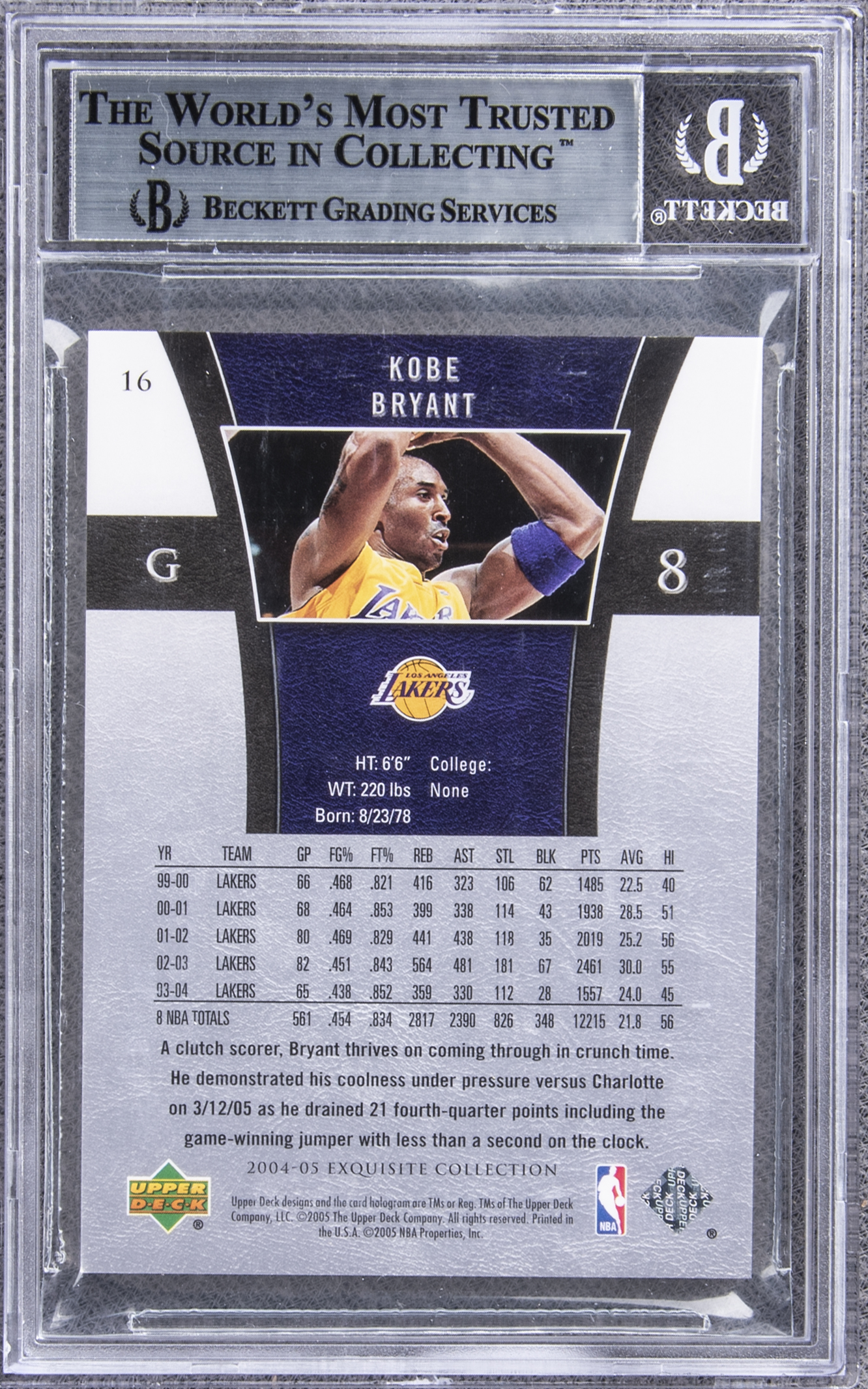 Lot Detail - 2004/05 UD Exquisite Collection Black #16 Kobe Bryant (#1/ ...