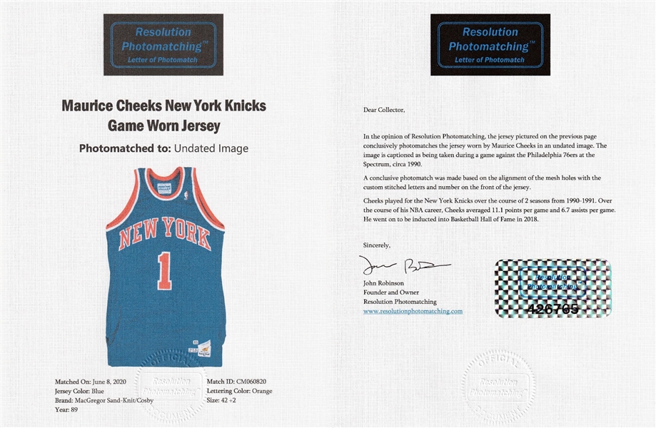 Lot Detail - 1990-1991 Maurice Cheeks NY Knicks Game-Used Home Jersey