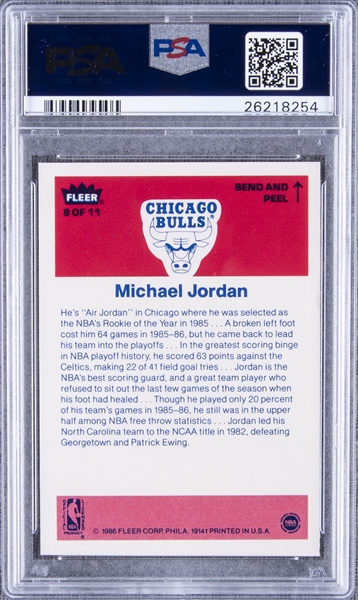 Lot Detail - 1986/87 Fleer Stickers #8 Michael Jordan Rookie Card 