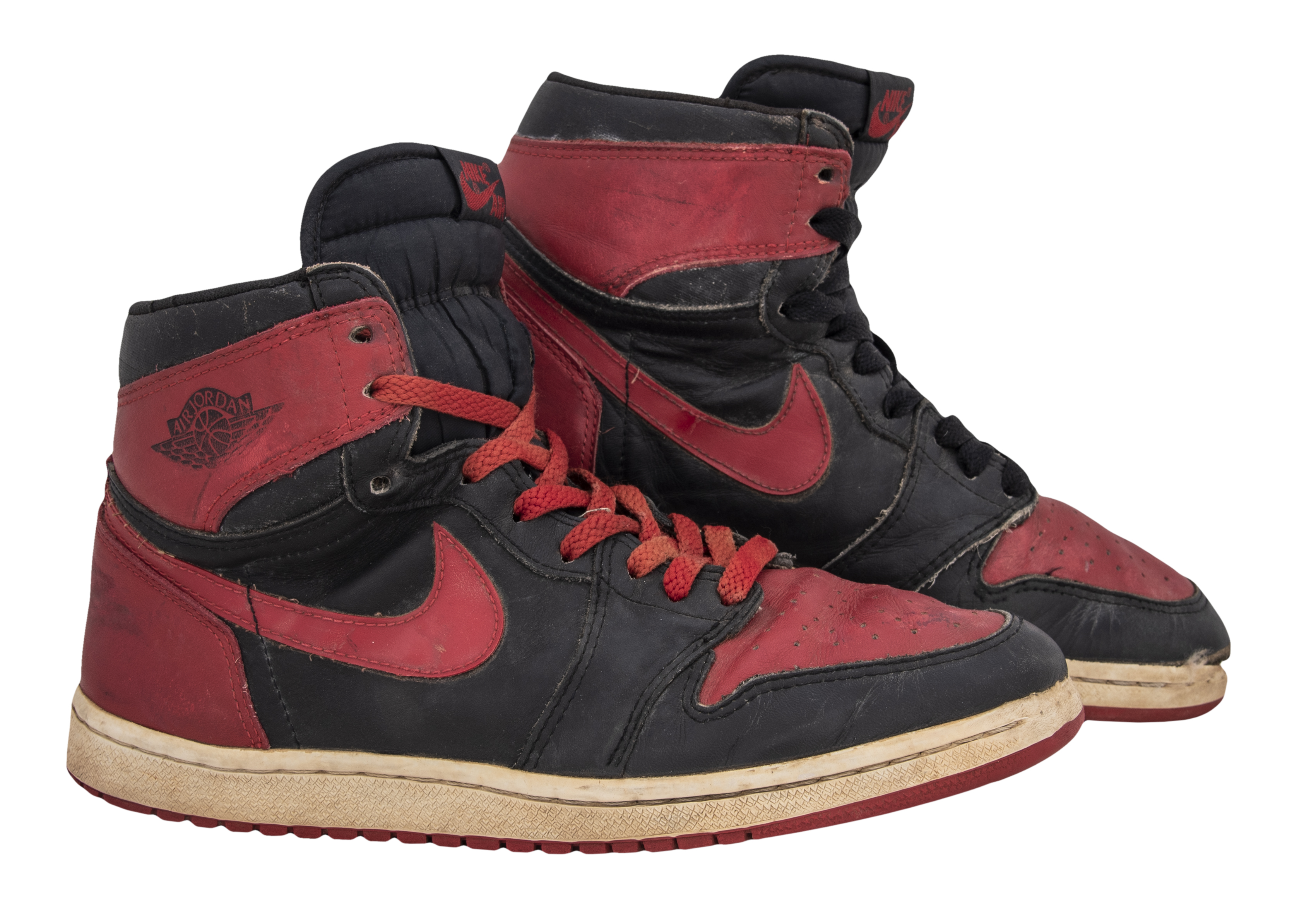 Lot Detail - 1985 Original Pair of Air Jordan I (Red & Black) Sneakers - Design Banned By NBA