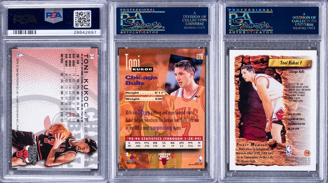 Lot Detail - Toni Kukoc Game Used Chicago Bulls Warm Up Shirt Plus PSA GEM  MT 10 Cards Trio (3 Different) (MEARS)