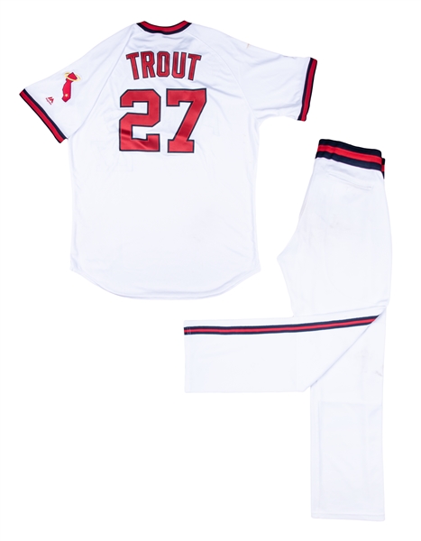 trout game used jersey