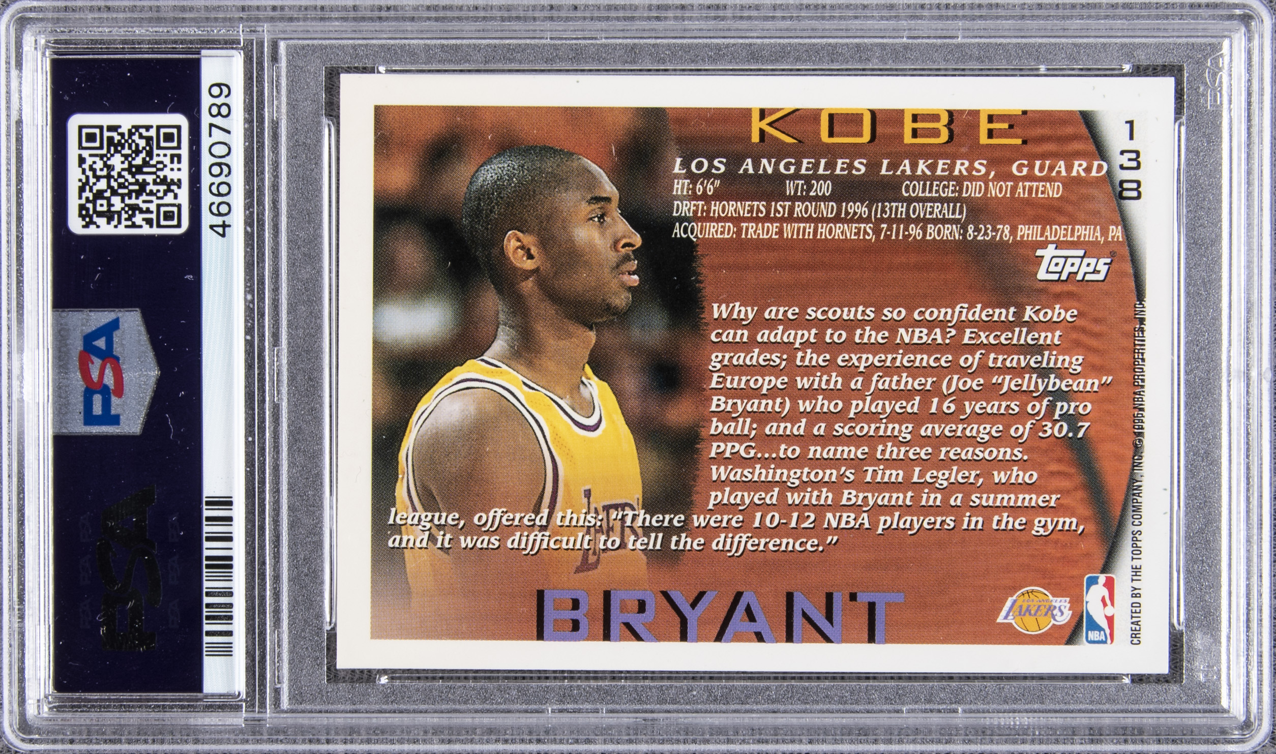 Lot Detail - 1996-97 Topps #138 Kobe Bryant Signed Rookie Card - PSA NM 7/Auto 10