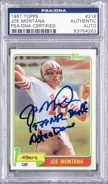 Lot Detail - 1981 Topps #216 Joe Montana Signed and Inscribed 