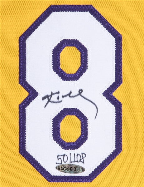 2000 NBA Finals Kobe Bryant Autographed Yellow Lakers Jersey UD Authentic  #8/108