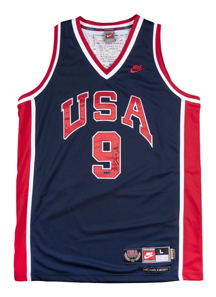 Autographed USA Basketball Michael Jordan Upper Deck Dream Team Gold Jersey