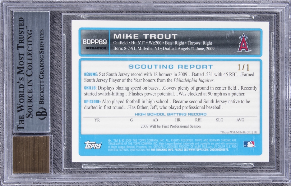 Auction Prices Realized Baseball Cards 2009 Bowman Chrome Draft Picks &  Prospects Mike Trout AUTOGRAPH-GOLD REFRACTOR