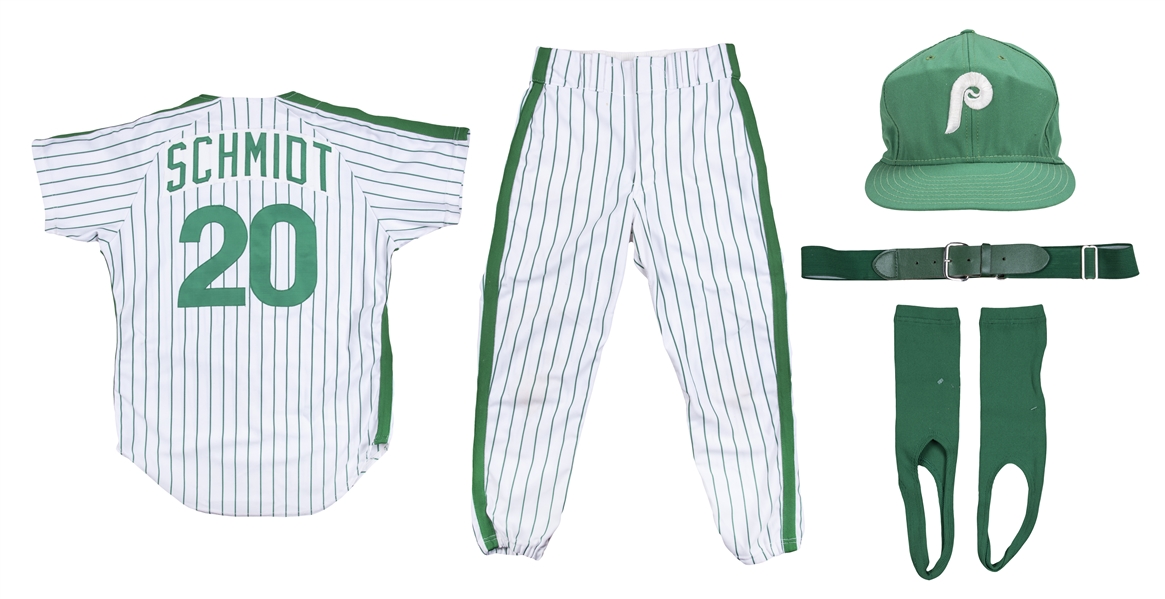 Lot Detail - 1986 Mike Schmidt Game Used & Signed Philadelphia Phillies St. Patricks  Day Uniform: MVP Season - Jersey, Pants, Cap, Belt & Stirrups (SGC Superior  & Beckett)
