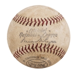 Historic 1962 World Series New York Yankees vs Giants Game Used Final Out Baseball on Line Drive hit by Willie McCovey off Ralph Terry to Preserve 1-0 Yankees Victory (Baseball HOF & Terry LOA) 