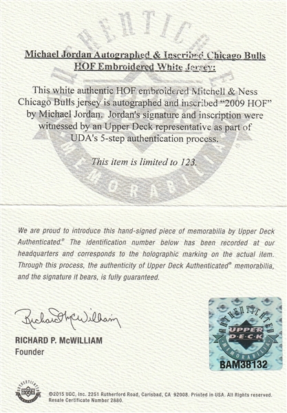 MICHAEL JORDAN Autographed Authentic Bulls 34 x 44 Framed Jersey w/  Monitor UDA