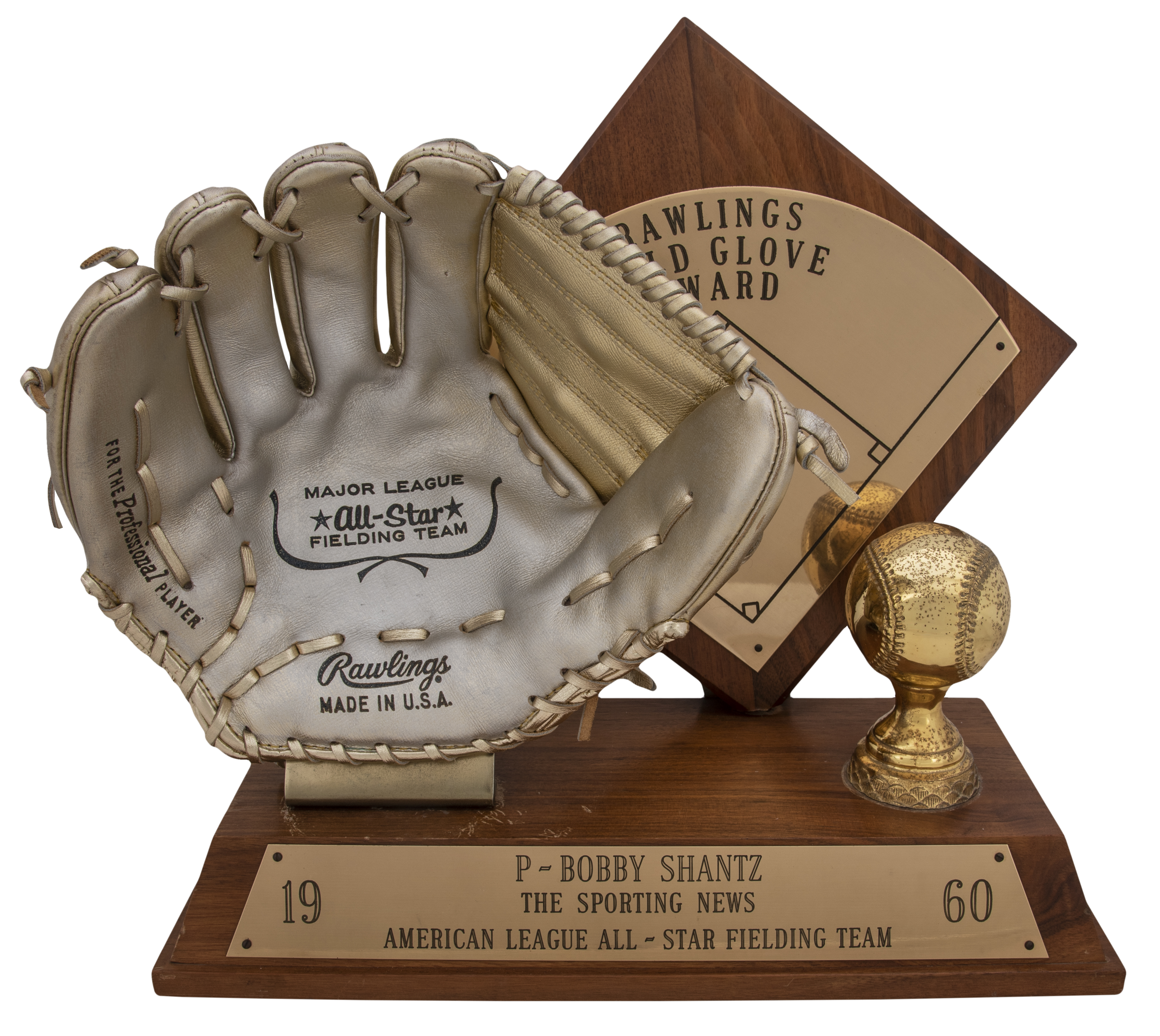Lot Detail - 1960 Bobby Shantz Rawlings Gold Glove Award