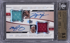 2004-05 Exquisite Collection "Dual Jerseys Autographs" #A2E-JJ Michael Jordan/LeBron James Dual-Signed NBA All-Star Game Used Patch Card (#1/2) – BGS GEM MINT 9.5/BGS 10