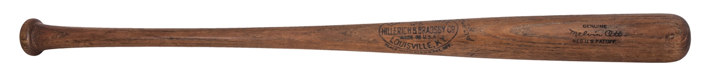 Worlds Finest Mel Ott Game Used Bat- 1934-35 Hillerich And Bradsby Factory Side Written Pre-Model (PSA/DNA GU 10)
