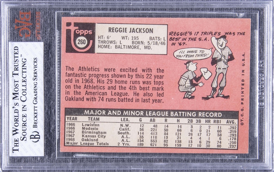 Lot Detail - 1969 Topps #260 Reggie Jackson Rookie Card - BVG EX 