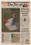 2005 Donald Trump Signed 13x18 "The Herald" Laminated Newspaper (JSA)