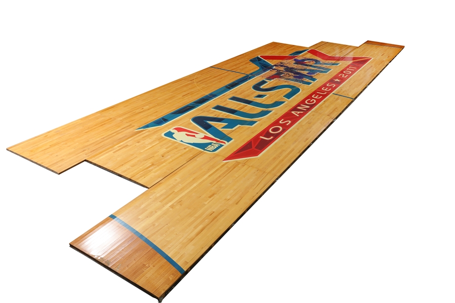 Incredible 2011 NBA All Star Game Staples Center Game Used 25x9 Floor Section - Kobe Bryant 37 Pts and MVP on Home Court 