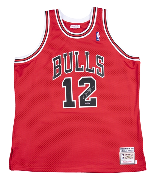 Michael Jordan Autographed 1990 Chicago Bulls Red No. 12 Authentic Mitchell  & Ness Jersey