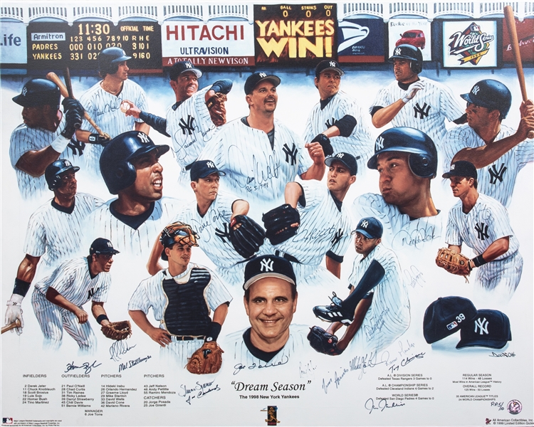 Lot Detail - 1998 New York Yankees Word Series Champions Team Signed  Stretched Dream Season Canvas with 21 Signatures Including Derek Jeter,  Mariano Rivera, Joe Torre and Tim Raines (Beckett)