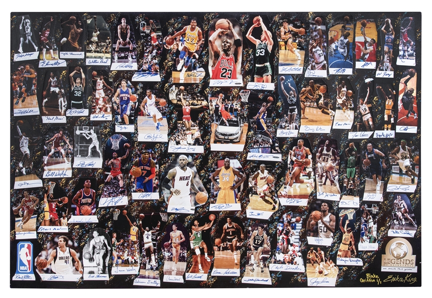 NBA Legends 40x60 LE Cut Collage on Canvas Signed by (57) with