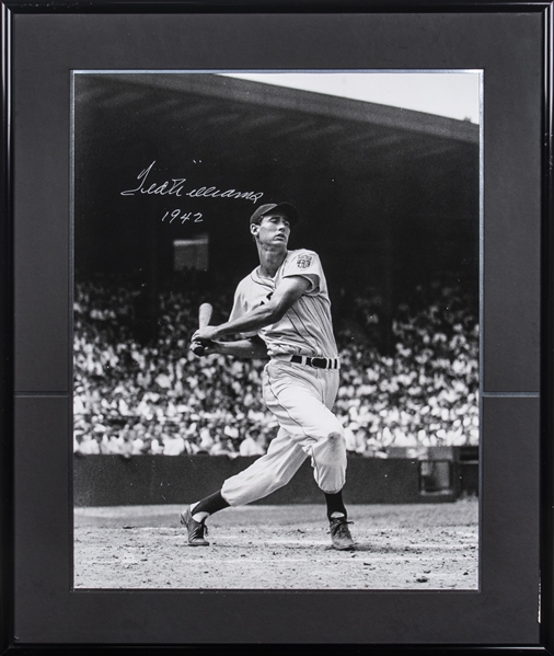 Lot Detail - Ted Williams Signed 16x20 BW Framed Photo with Rare