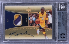2004-05 UD "Exquisite Collection" Number Pieces Autographs #KB Kobe Bryant Signed Game Used Patch Card (#5/8) – BGS NM-MT+ 8.5/BGS 10