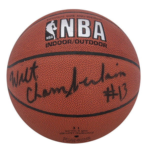 wilt chamberlain signed basketball